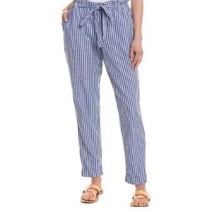 BEACH LUNCH LOUNGE CASUAL PANTS  CERULEAN BLUE & WHITE COTTON/ LINEN SIZE XL